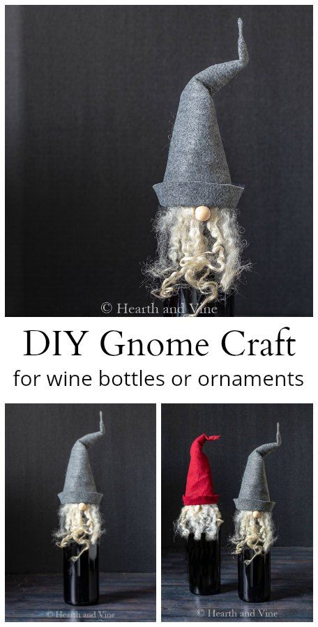 Learn how easy it is to make these fun gnome bottle toppers to dress up your gift of wine this season. They can also be used as a cute ornament. Wine Bottle Toppers Diy, Gnome Craft, Diy Glasses, Diy Gnome, Felted Christmas, Toppers Diy, Wine Bottle Topper, Wine Bottle Covers, Gnomes Diy