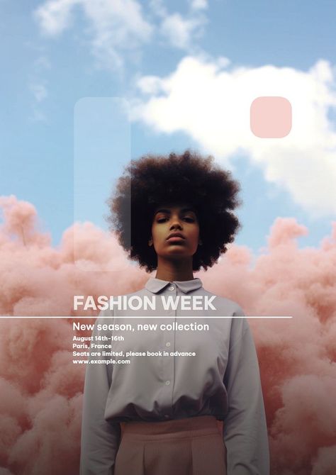 Fashion Week Poster, Idea Template, Cloud Landscape, Nice Designs, Amsterdam Fashion, Elements Design, Curly Hair Women, Poster Designs, Template Ideas