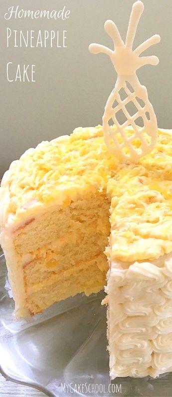 Chocolate Pineapple, Perfect Cake Recipe, Pineapple Cake Recipe, Moist Yellow Cakes, Cake Frosting Recipe, Pineapple Recipes, Cake Layers, Cream Filling, Pineapple Cake