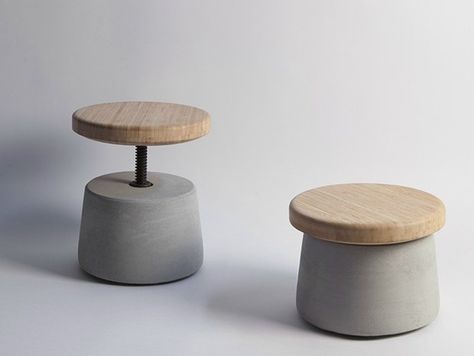 Conceptual Furniture, Cement Furniture, Concrete Stool, Decoration Beton, Blue Dining Room Chairs, Card Displays, Contemporary Stools, Concrete Ideas, Concrete Diy Projects