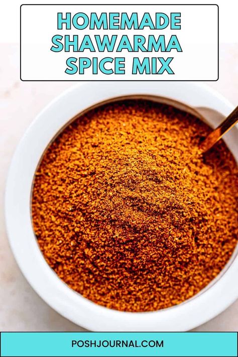 Create Your Own Salt-Free Shawarma Seasoning! This versatile Middle Eastern spice blend is perfect for chicken, lamb, beef, salmon, and more. Shawarma Spice, Beef Shawarma, Pantry Hacks, Shawarma Seasoning, Shawarma Spices, Chicken Shawarma Recipe, Seasoning Blends, Spice Mix Recipes, Savory Food