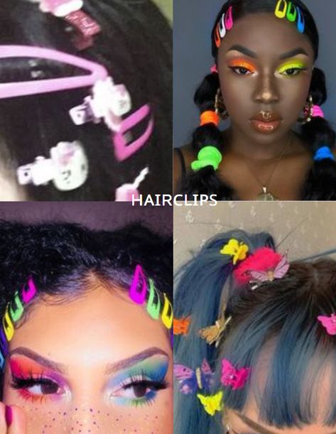 Colorful Hair Clips Hairstyles, Colorful Clips Hairstyles, Snap Clips Hairstyles, Clips Hairstyles, Hair Clips Hairstyles, Colorful Hairstyles, Hair Colorful, 21st Birthday Outfits, Clip Hairstyles