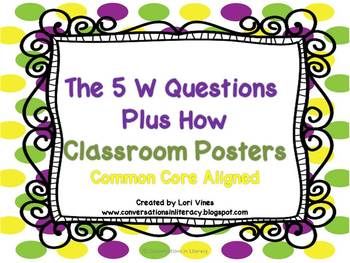 These bright and colorful common core classroom posters cover the 5 W questions plus How for asking and answering questions to demonstrate understanding of key details in a text! Contents: ►5 W Plus How Posters- ✎ Who ✎ What ✎ Where ✎ When ✎ Why ✎ How Remember Question Words Anchor Chart, Writing Comprehension, Clever Classroom, Reading Street, Bible Crafts For Kids, Answering Questions, Comprehension Strategies, First Grade Reading, Writing Crafts