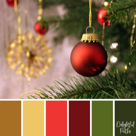 christmas color palette -Red Christmas Baubles DelightfulPaths.com Color Palette From Image, Joy Decorations, Christmas Palette, Christmas Colour Schemes, Christmas Color Palette, Gold Color Palettes, Red Colour Palette, Color Schemes Colour Palettes, Green Palette