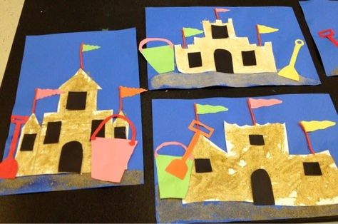 sandcastle collage-elementary art-Art with Mr. Giannetto Blog | K ... Model Magic Clay, Crayola Model Magic, Prek Art, Wooden Lighthouse, Kindergarten Art Lessons, 1st Grade Art, Ocean Island, Ocean Unit, Kindergarten Art Projects