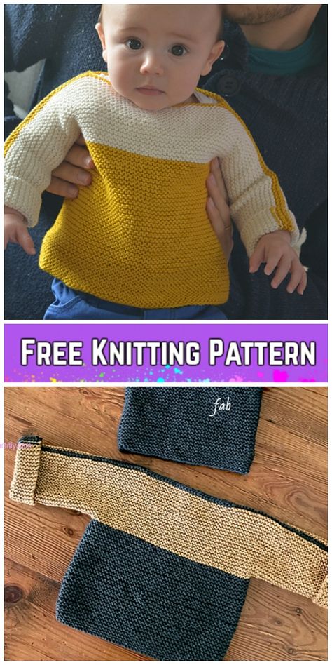 Pola Sweater, Sweater Free Knitting Pattern, Easy Baby Knitting Patterns, Baby Cardigan Knitting Pattern Free, Knitting Patterns Free Sweater, Baby Sweater Patterns, Pull Bebe, Baby Sweater Knitting Pattern, Knit Baby Sweaters