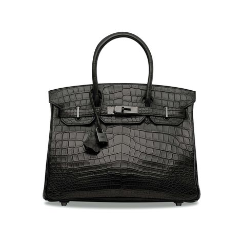 A RARE, MATTE BLACK NILOTICUS CROCODILE SO BLACK BIRKIN 30 WITH BLACK HARDWARE | HERMÈS, 2010 | 21st Century, Textiles & Costume | Christie's Black Birkin, Most Expensive Handbags, Hermes Birkin Handbags, Dream Bags, Birkin 30, Expensive Handbags, Perfect Handbag, Togo Leather, Ostrich Leather