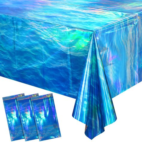 PRICES MAY VARY. Package Include: you will get 3 pieces of plastic ocean waves tablecloths in iridescent blue,shimmery metallic look,shows different color effects under different light,will bring you a wonderful experience,it’s great for surf, pool ,sea and ocean themed party decorations. Durable Material:these plastic blue tablecloths is made of high quality plastic material,it’s waterproof, sturdy, dirt resistant and has a smooth surface,not easy to damage and can keep stains away,easy to clea Ocean Party Decorations, Ocean Theme Party Decorations, Blue Table Cloth, Plastic Ocean, Surf Pool, Ocean Table, Ocean Pool, Surf Party, Ocean Theme Party