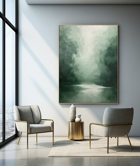 Large Landscape Painting Green Texture Canvas Art Green Abstract Wall Art Green Landscape Wall Art Green Minimalism Painting Modern Wall Art - Etsy Statement Art Living Room, Green Painting Ideas, Abstract Green Painting, Green Oil Painting, Canvas Art Green, Texture Canvas Art, Boston Wall Art, Large Landscape Painting, Green Abstract Art