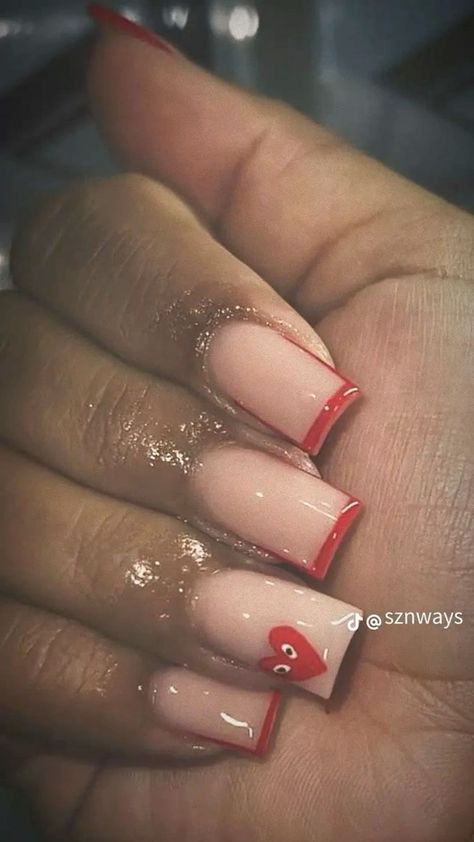 The latest nail style trend to hit Instagram is a creative way to celebrate the season. Users are uploading images of nails painted to look like the knit sweaters that are perfect for this time of the year.  .. Short Medium Nails Acrylic Design, Red Short Nail Ideas Acrylic, Short Gel Nails With Initial, Nails For Back To School Acrylic Short, Nails Inspiration Polygel, 444 Nail Ideas, Red And White Short Acrylic Nails, Short Nail Designs Red And White, Cute Short Nail Ideas Black Women