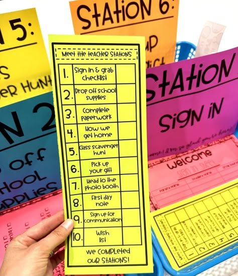 Meet The Teacher Stations, Meet The Teacher Night, School Open House, Self Contained Classroom, Elementary Classroom Decor, 5th Grade Classroom, Back To School Night, 4th Grade Classroom, 2nd Grade Teacher