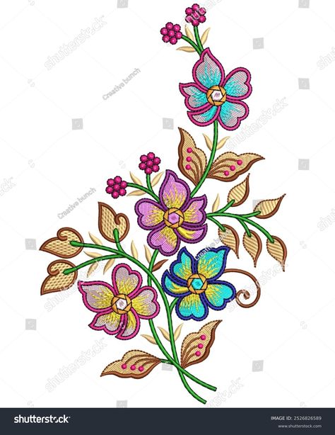 Floral Embroidery Motif Decorative Pakistani Traditional Stock Illustration 2526826589 | Shutterstock Pakistani Dupatta, Dupatta Painting, Pakistani Traditional, Embroidery Motif, Embroidery Motifs, Schedule Design, Color Palette Generator, Lace Making, Holiday Illustrations