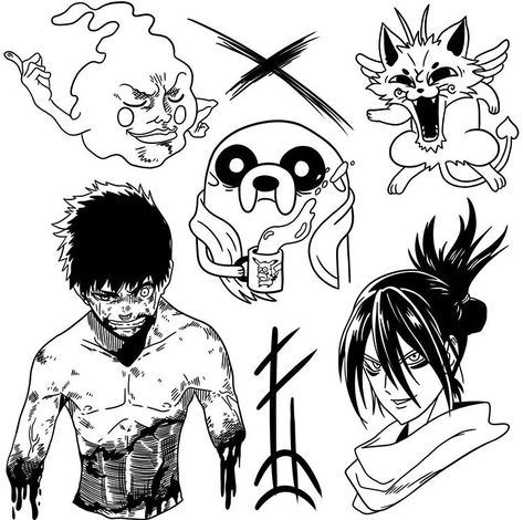 Tattoo Catalog, Naruto Tattoo, Flash Tattoo Designs, Doodle Tattoo, Tattoo Design Book, Cartoon Tattoos, Custom Tattoo Design, 5 Anime, Tattoo Flash Art