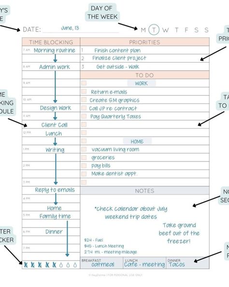 Timeblocking Printable, Time Blocking Printable, Planning Sheet, Block Plan, Admin Work, Daily Planning, Time Blocking, Content Planning, Planning And Organizing