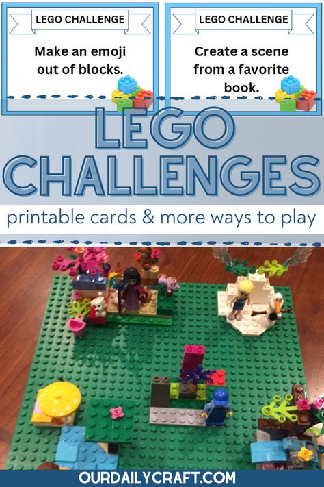 lego challenge cards Lego Game Ideas, Lego Building Challenges For Kindergarten, Lego Club Ideas, Lego Challenge Cards, Lego Stem, Challenge For Teens, Activity Jar, Lego Candy, Diy Room Spray