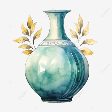 watercolor vintage element vase vase watercolor vintage png Watercolor Vase Painting, Object Watercolor, Vase Watercolor, Vase Drawing, Transparent Watercolor, Watercolor Vintage, Vintage Png, Art Study, Transparent Image