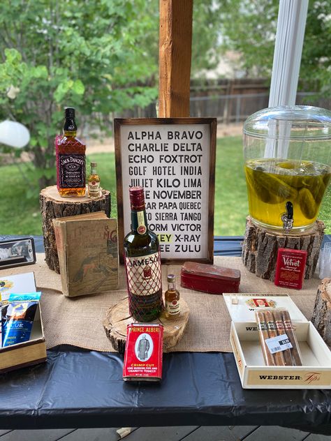 Whiskey And Cigars Birthday, Poker Themed Birthday Party, Whiskey Theme Party, Birthday Party For Him, 55 Birthday, Whiskey Birthday, 40th Birthday Themes, Husbands Birthday, 30th Birthday Bash