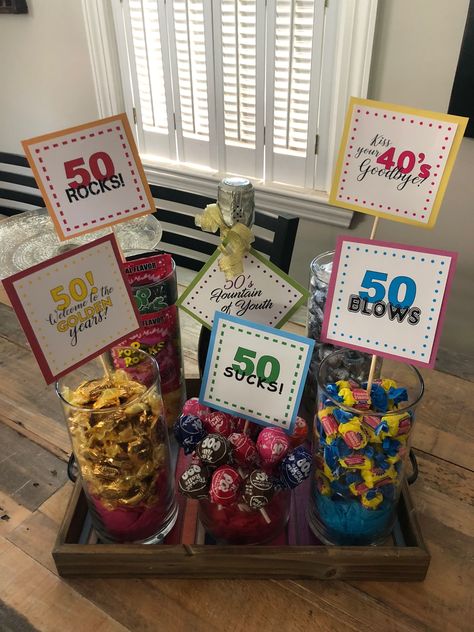 Fifty Bday Ideas, 50th Birthday Pinata Ideas, Funny 40 Birthday Gifts, 50th Birthday Snack Ideas, 50th Gag Gifts, Cute 50th Birthday Gift Ideas, 50th Birthday Gift Basket For Men, Turning 50 Birthday Party Ideas, 50 Year Old Surprise Birthday Party