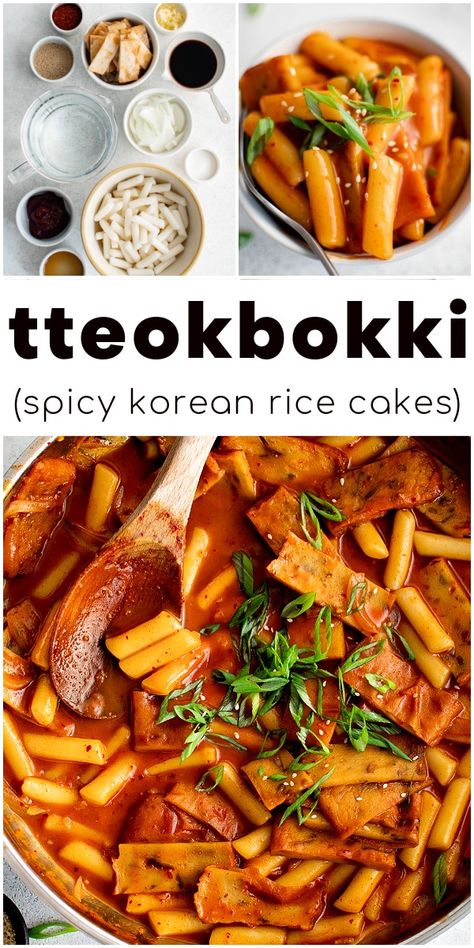 Spicy Korean Rice Cake Recipes, Teokkboki Rice Cake Recipes, Korean Dinner Ideas, Korean Tteokbokki Recipe, Vegan Tteokbokki, Chicken Recipes Honey, Spicy Tteokbokki, Korean Rice Cakes, Tteokbokki Recipe