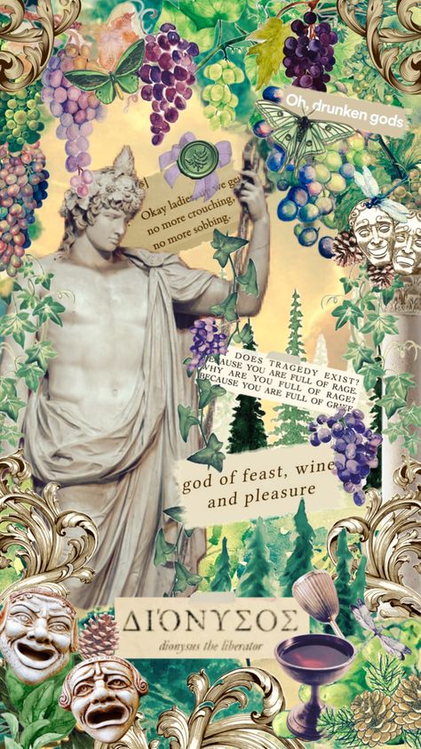 Dionysus Aesthetic Wallpaper, Dionysus God, Greek Mythology Art, Mythology Art, Greek Myths, Greek Gods, Greek Mythology, Label Design, Aesthetic Wallpapers