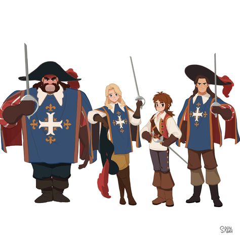 The Three Musketeers by Hong SoonSang Hong Soonsang, Disney Art Style, Historical Anime, Geeky Art, Three Musketeers, The Three Musketeers, Character Design Animation, Cartoon Character Design, 영감을 주는 캐릭터