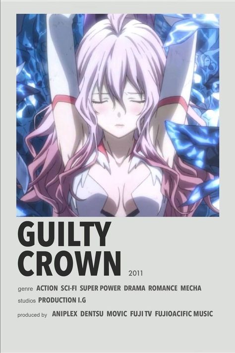 Anime Minimalist Poster, Guilty Crown, Anime Show, Anime Suggestions, Anime List, Film Posters Minimalist, Gender Inequality, Animes To Watch, Poster Anime