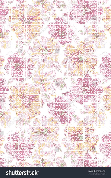 Abstract seamless floral pattern houndstooth design Grunge  background. Floral pattern with watercolor effect. Textile print for bed linen, jacket, package design, fabric and fashion concepts. Floral Textile, Seamless Floral Pattern, Background Floral, Textile Prints Design, Graph Design, Textile Print, Grunge Background, Textile Pattern Design, Flower Art Images