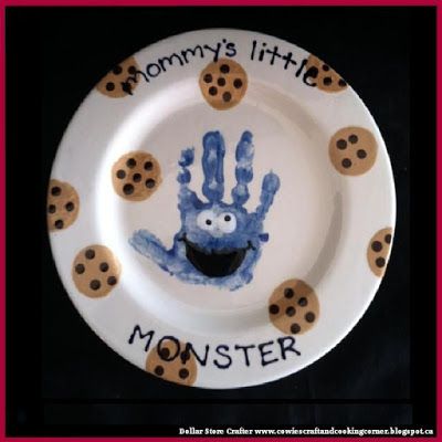 Cookie Monster Birthday, Footprint Crafts, Paint Your Own Pottery, Footprint Art, Handprint Crafts, Daycare Crafts, Monster Birthday, Handprint Art, Fathers Day Crafts