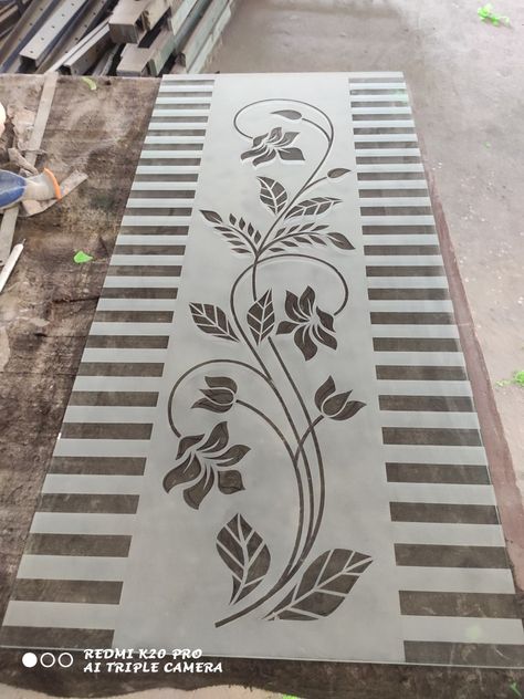 Aching Glass Design, Glass Partition Designs Living Rooms, Sandblasted Glass Design, Main Door Design Photos, Glass Partition Designs, Floral Illustration Vintage, House Front Wall Design, Balcony Glass Design, Glass Etching Designs