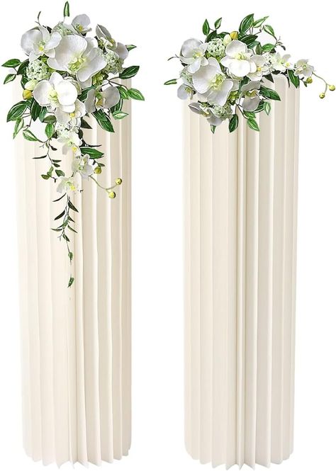 Amazon.com: 2Pcs Versatile Foldable Wedding Cardboard Flowers Vases White Acrylic Flower Column Cylinder Stand for Tables Decoration, Party, Ceremony, Home : Home & Kitchen Cardboard Flowers, Column Decor, Acrylic Flower, Wedding Vases, Mini Wedding, Decoration Party, Acrylic Flowers, Flower Stands, White Acrylic