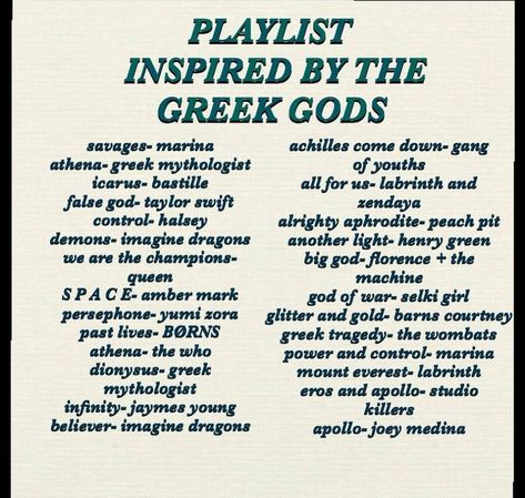 Gotye Aesthetic, Dark Academia Music Playlist, Dark Academia Playlist Names, Greek Mythology Playlist, Pjo Playlist, Song Recs, Music Suggestions, Music Recs, Playlist Names