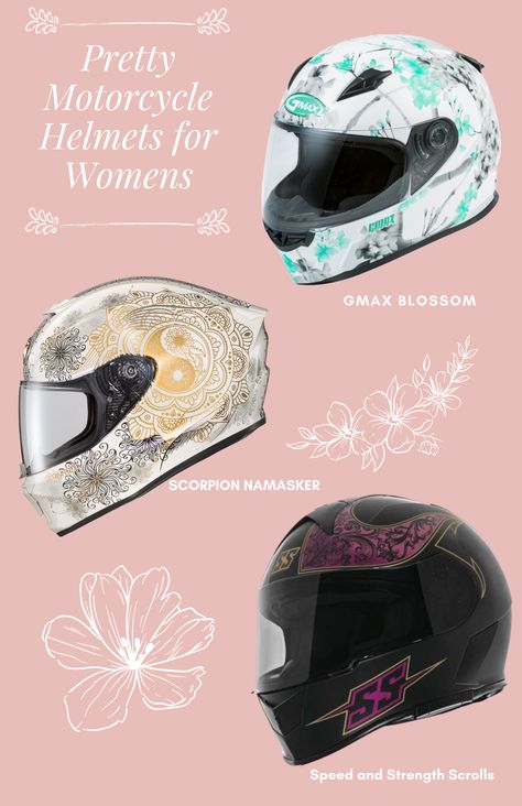 Motorcycle Helmets For Women, Motorcycle Gear For Women, Biker Outfits, Street Bike Helmets, Dual Sport Helmet, Custom Helmet Design, Women Riding Motorcycles, Motorcycle Hairstyles, Womens Motorcycle