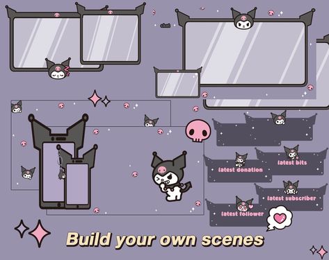 Sanrio Twitch Overlay, Vaporwave Aesthetic Anime, Edgy Y2k, Goth Bunny, Twitch Streaming Setup, Gothic Kawaii, Desktop Themes, Video Game Room Design, Punk Aesthetic