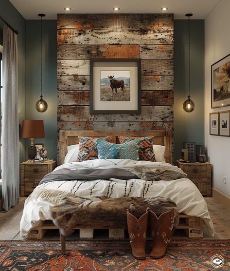 Cowgirl Bedroom, Western Bedrooms, Rustic Farmhouse Bedroom, Picture Room Decor, Country Bedroom Decor, Western Bedroom Decor, Western Rooms, Beautiful Bedroom Decor, Western Bedroom