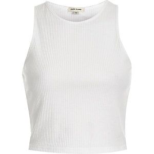 White Bralette Top, Tank Tops White, White Vest Top, Cropped White Shirt, Crop Tops Shirts, White Ribbed Top, White Sleeveless Shirt, Bralet Tops, White Crop Tank