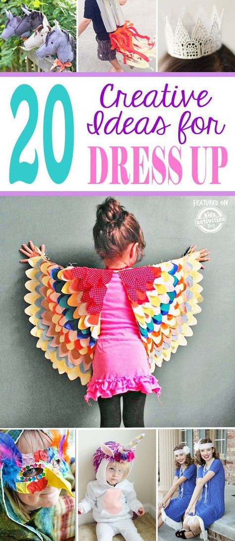 20 Creative Ideas for Dress Up                                                                                                                                                                                 More Diy Toddler Dress, Kids Dress Up Costumes, Toddler Dress Up, Dress Up Ideas, Dress Up Boxes, Dress Up Day, Diy Toddler, Kids Dress Up, Girls Dress Up