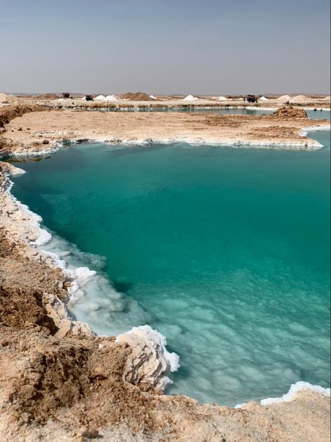 this is a salt lake located in Siwa,Egypt. Salt Lake Egypt, Beautiful Places In Egypt, Siwa Salt Lake, Egypt Moodboard, Siwa Egypt, Tourism Design, Egypt Resorts, District 4, طقم شاي