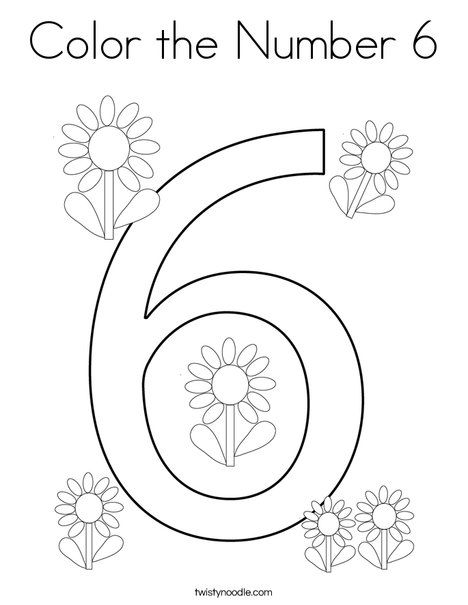 Color the Number 6 Coloring Page - Twisty Noodle Cursive Tracing, Color The Number, April Lesson Plans, Mothers Day Crafts Preschool, Number Crafts, Preschool Number Worksheets, Twisty Noodle, Preschool Activities Toddler, Number Activities