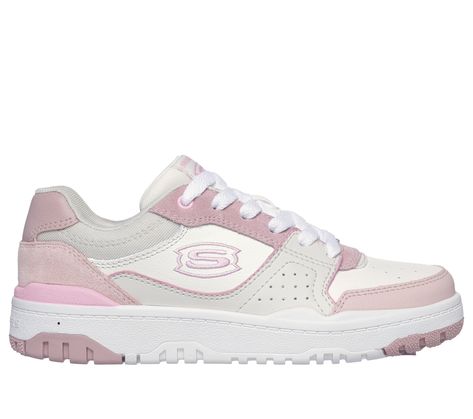 They'll be ready to hit the playground in sporty comfort with Skechers SKX-228. This lace-up court style features a mesh, leather, and suede overlay upper, plus a cushioned comfort insole. | Skechers Girl's SKX-228 Sneaker | Medium Width | Cushioned comfort insole | Mesh, leather, and suede overlay upper with a lace-up front | Durable traction outsole | Skechers Insole Design, Fashion Moodboard, Shoes Flats Sandals, Lace Up Wedges, Wide Shoes, Mood Board Fashion, Skechers Women, Be Ready, Girls Sneakers