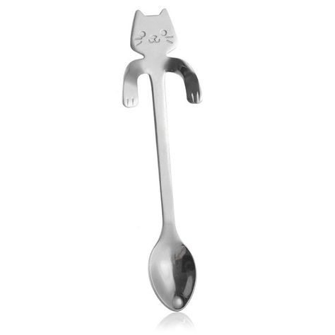 Simyoung Cute Cat Hanging Coffee Spoon Coffee Tea Cream Mixing Tools Stainless Steel Tableware - Walmart.com - Walmart.com Kawaii Coffee Accessories, Coffee Spoons Flavored, Cat Measuring Spoons, Coffee Spoons With Holder, Long Coffee Spoon, Cat Hanging, Cat Spoon, Cooking Utensil, Cooking Utensils Set