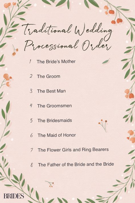 The Ultimate Guide to the Wedding Processional Order Wedding Entrance Order, Wedding Processional Order, Bride Entrance, Processional Order, Order Of Wedding Ceremony, Wedding Processional, Wedding Procession, Wedding Ceremony Traditions, Wedding Info