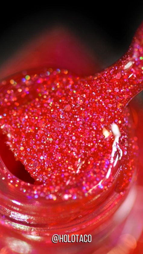 Red Glitter Nail Polish, Holographic Top, Sheer Foundation, Red Nails Glitter, Glitter Polish, Holo Taco, Pink Holographic, Party Punch, Blue Polish