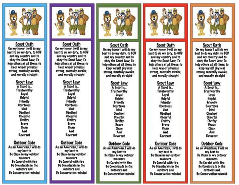 Scout Oath and LAW bookmark for Cub Scouts Scout Oath And Law, Cub Scout Oath, Cub Scout Law, Scout Oath, Cub Scout Games, Scout Law, Cub Scouts Bear, Cub Scout Crafts, Scout Games