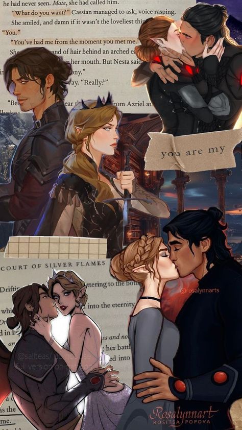 Nesta and Cassian #nessian #acotar Acotar Funny, Roses Book, Fantasy Romance Books, A Court Of Wings And Ruin, Sarah J Maas Books, A Court Of Mist And Fury, Animated Drawings, Book Boyfriends, Sarah J Maas