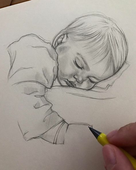 Portrait Drawing Tips, Pencil Drawings For Beginners, Let's Make Art, Children Sketch, Baby Illustration, Cool Pencil Drawings, Baby Drawing, Figure Sketching, Beauty Art Drawings