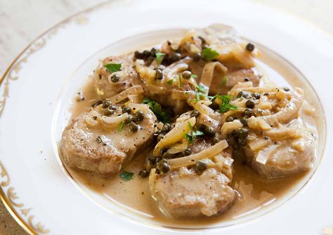 Pork Medallions with Mustard-Caper Sauce ~ Pork tenderloin medallions, sauteed in butter and served with a caper mustard cream sauce. ~ SimplyRecipes.com Mustard Caper Sauce, Pork Medallion Recipes, Pork Tenderloin Medallions, Mustard Cream Sauce, Smoked Pork Shoulder, Pork Medallions, Caper Sauce, Pork Schnitzel, Pork Ham