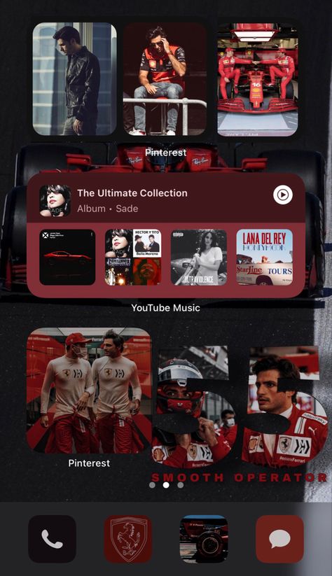 F1 Ios 16 Home Screen, Formula 1 Phone Layout, Ferrari App Icon, F1 Phone Wallpaper Aesthetic, F1 Phone Layout, F1 Homescreen Ideas, Formula 1 Homescreen, F1 Themed Room, Macbook Cover Aesthetic