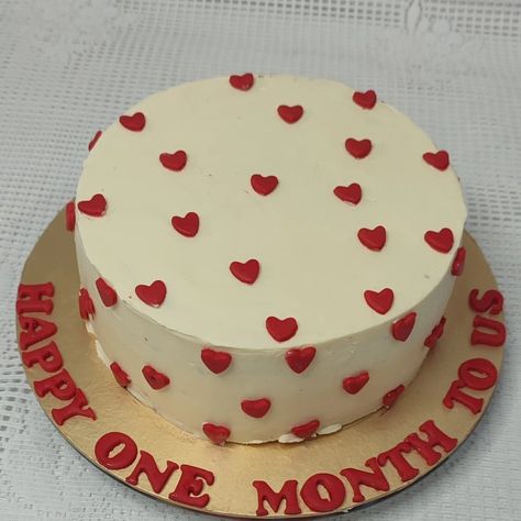 Celebrate your first month anniversary with a sweet treat that will show your love! Our custom buttercream cake is the perfect way to mark this special occasion. Made with only the freshest ingredients and hand-decorated with delicate hand made fondant hearts and a romantic message, this cake is sure to delight your sweetheart. Order yours today and let us help you make your first month anniversary truly memorable. #firstmonthanniversary #anniversarycake #heartshapedcake #buttercreamcake #cake First Month Anniversary Cake, Happy First Month Anniversary, One Month Anniversary Cake, 1 Month Anniversary Cake, 6 Months Anniversary Cake, 6 Month Anniversary Cake, One Month Anniversary Boyfriend, First Month Anniversary, Happy One Month Anniversary