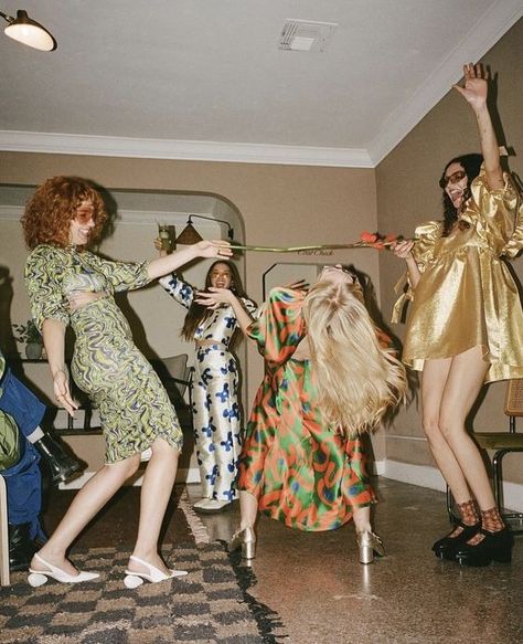 1970s Party Aesthetic, House Party Editorial, French Party Aesthetic, 70s Aesthetic Party, New Years Eve Photoshoot Ideas, House Party Photography, People Partying, Party Editorial, Studio 54 Party