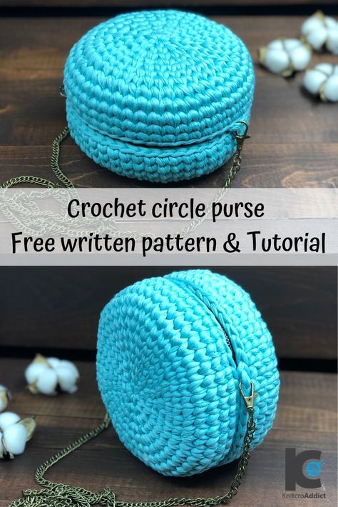 Here's a unique little crochet circle purse design for you guys. It works best with t shirt yarn, which seems to be getting very popular. Purse Patterns Free, Crochet Circle, Purse Design, Circle Purse, Free Crochet Bag, Crochet Bag Tutorials, Crochet T Shirts, Crochet Bag Pattern Free, Yarn Bag